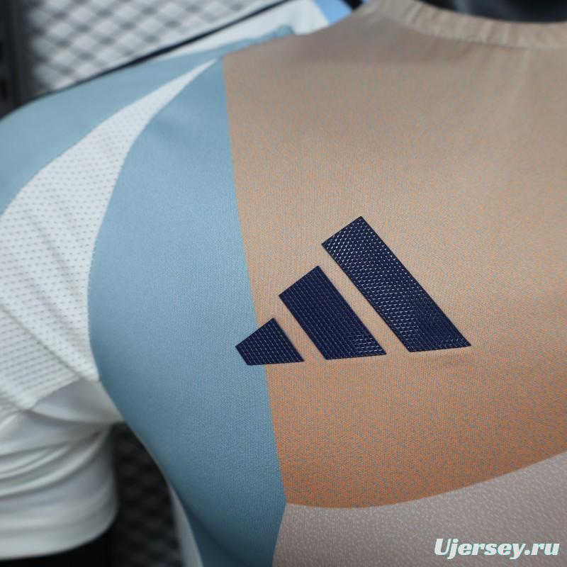 Player Version 2025 Spain Pre-Match White with Geometric Pattern Jersey