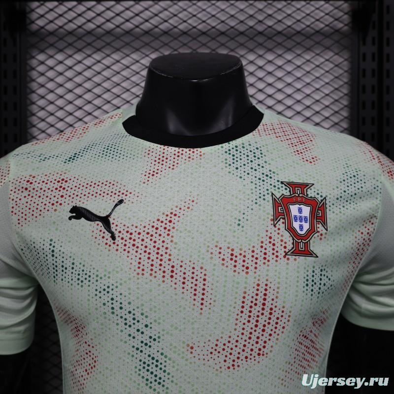 Player Version 2025 Portugal Away Mint Green Jersey with Graphic Pattern