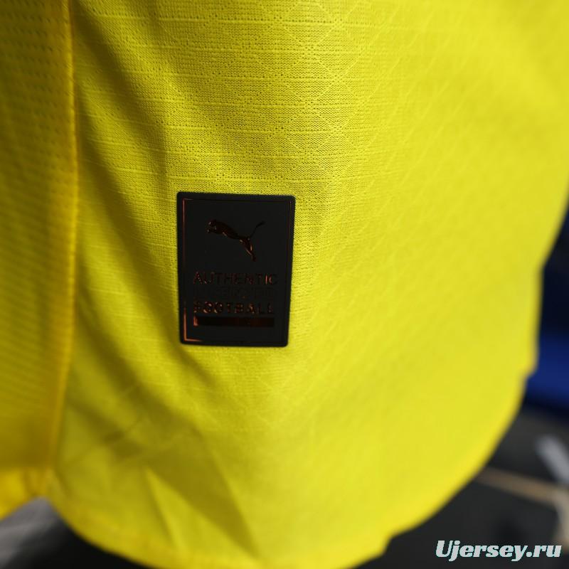 Player Version 25/26 Borussia Dortmund Home Yellow with Black Brush Stroke Jersey