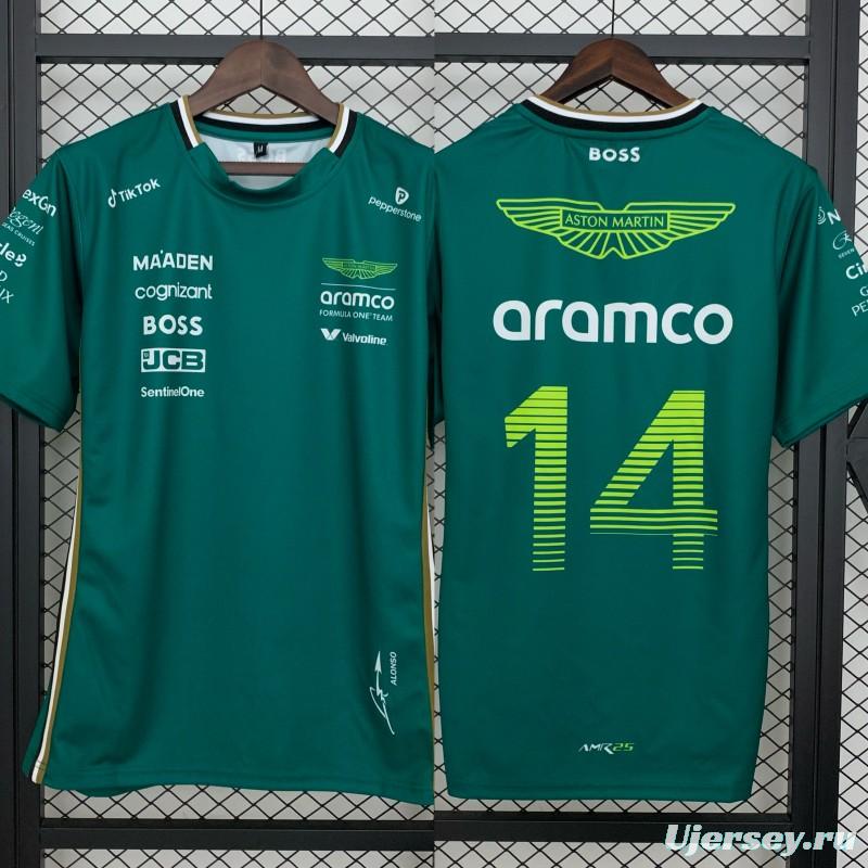 2025 F1 Formula Aston Martin Green ARAMCO #14 T-Shirt