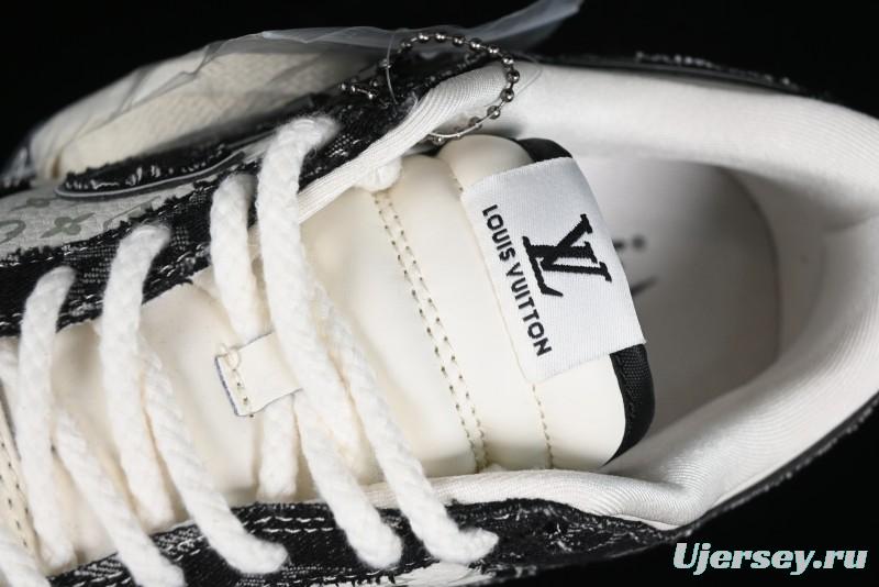 Nike SB Dunk Low LV Collaboration - Black Denim Print Anniversary Custom Low-Top Casual Sneakers - SJ2068-256