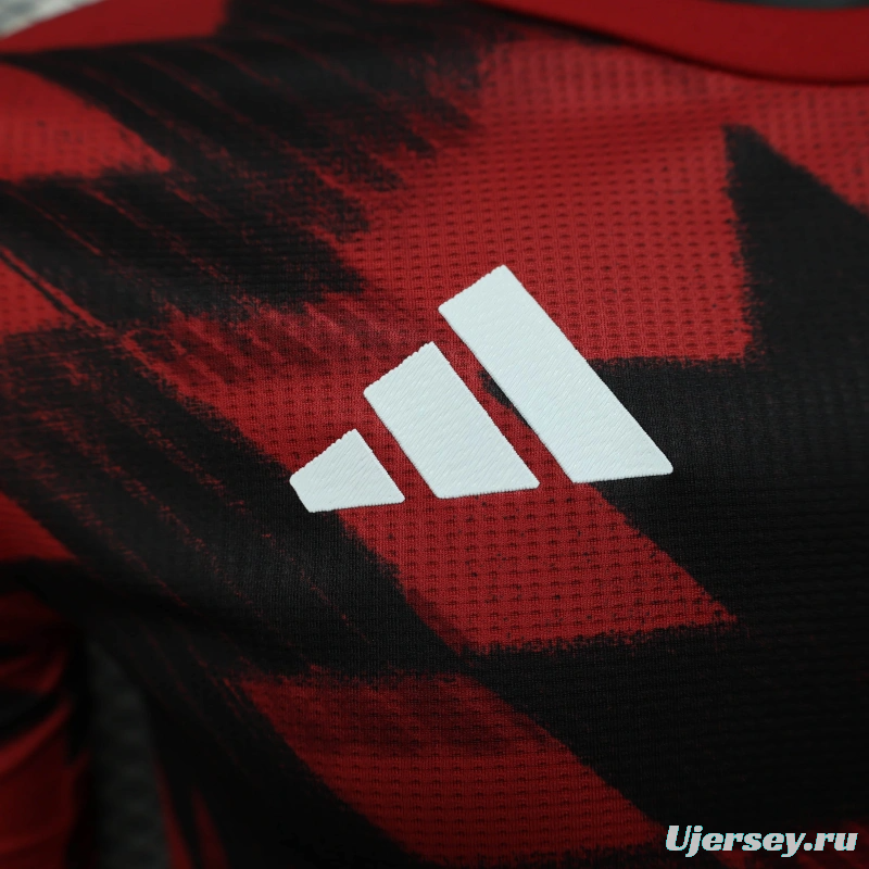 25/26 Player Version Manchester United Red Geometric Pattern Pre-Match Training Jersey