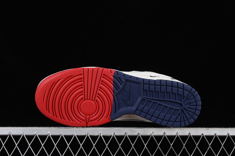 Nike SB Dunk Low LV Collaboration - Beige Red Blue Dual Color Anniversary High-End Custom Low-Top Casual Sneakers - XX2025-333