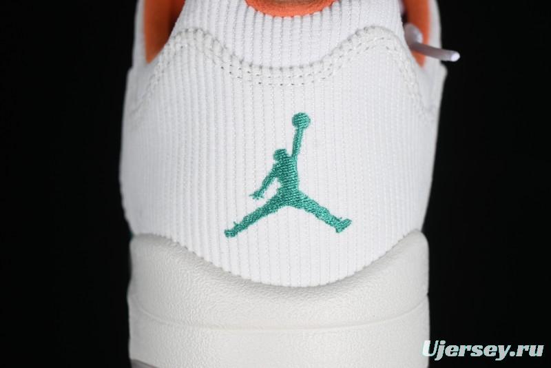 Nike Air Jordan 5 Low Retro Sneakers in White Orange Green Corduroy - CW4204-100