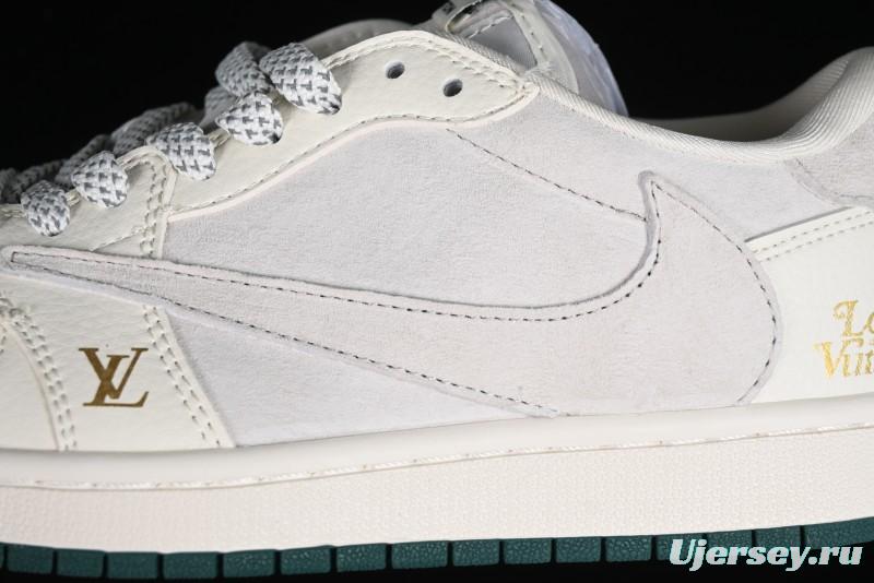Nike Travis Scott x Fragment Design x Air Jordan 1 Low OG SP AJ1 LV Beige Grey Low-top Casual Sneakers - LJ5188-005