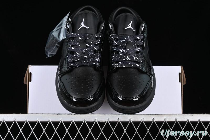 Nike Air Jordan 1 Low "Black Croc" Casual Sneakers with Crocodile-Embossed Leather - HJ7743-010