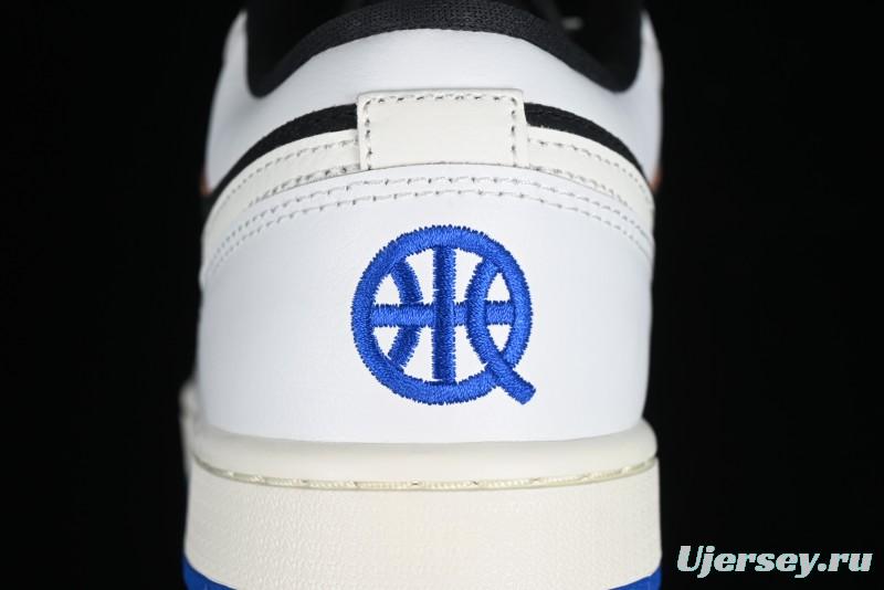 Nike Air Jordan 1 Low "Quai 54" Casual Sneakers in White Black Blue - HQ0764-001