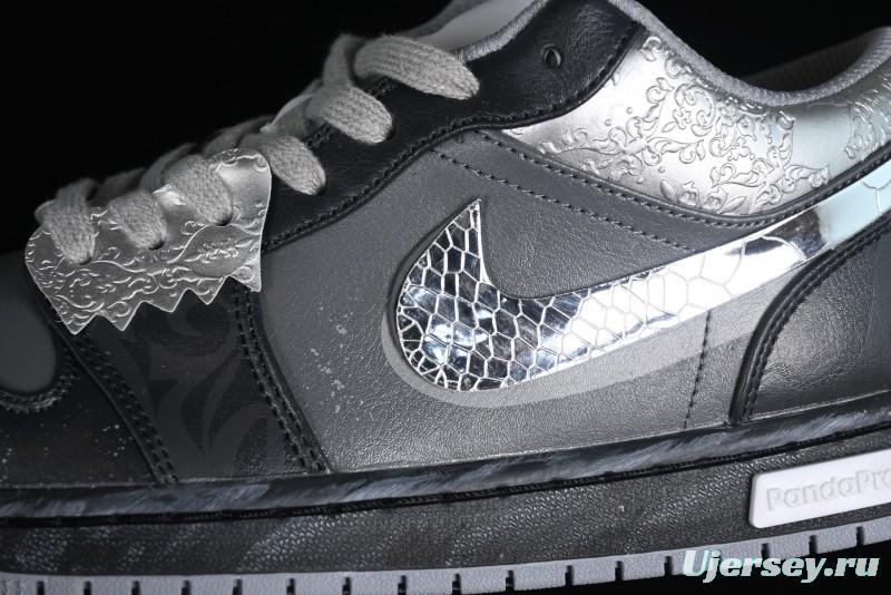 Nike Air Jordan 1 Low AJ1 Panda Prank Modern Gray Silver Black Low-top Casual Sneakers - 553560-053