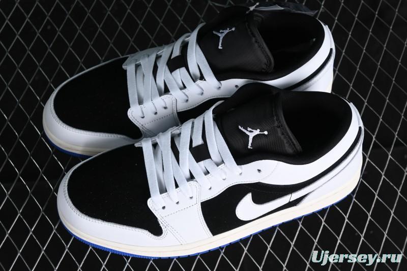 Nike Air Jordan 1 Low "Quai 54" Casual Sneakers in White Black Blue - HQ0764-001