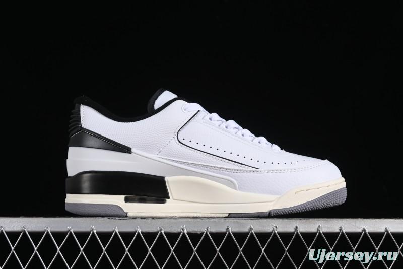 Nike Air Jordan 2/3 Retro Low Top Basketball Shoes in White/Black/Sail/Cement Grey - FD0383-100