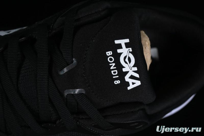 HOKA ONE ONE Bondi 8 Functional Cushioned Running Shoes with Engineered Mesh Upper - 1123202 BWHT