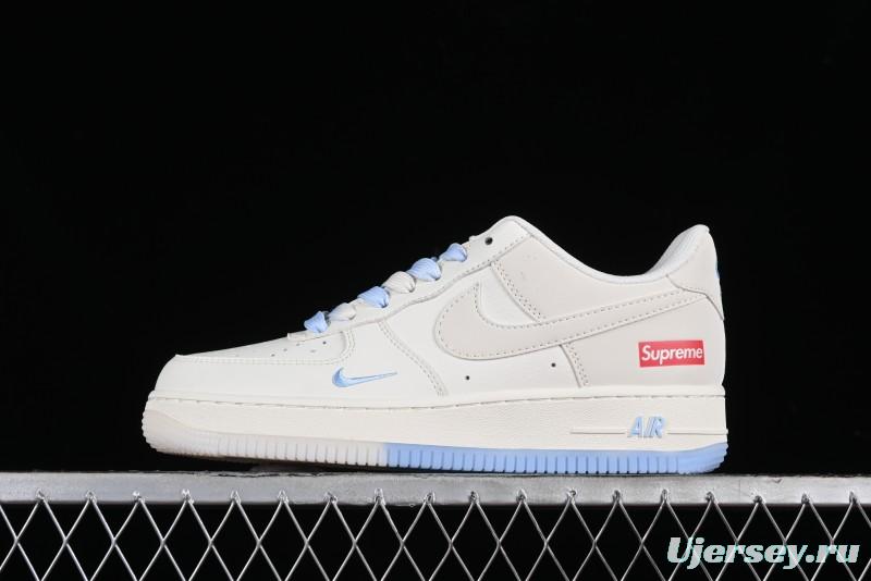 Nike Air Force 1 '07 Low Supreme Collaboration - White Blue Colorblock Low-Top Casual Sneakers BB9599-202