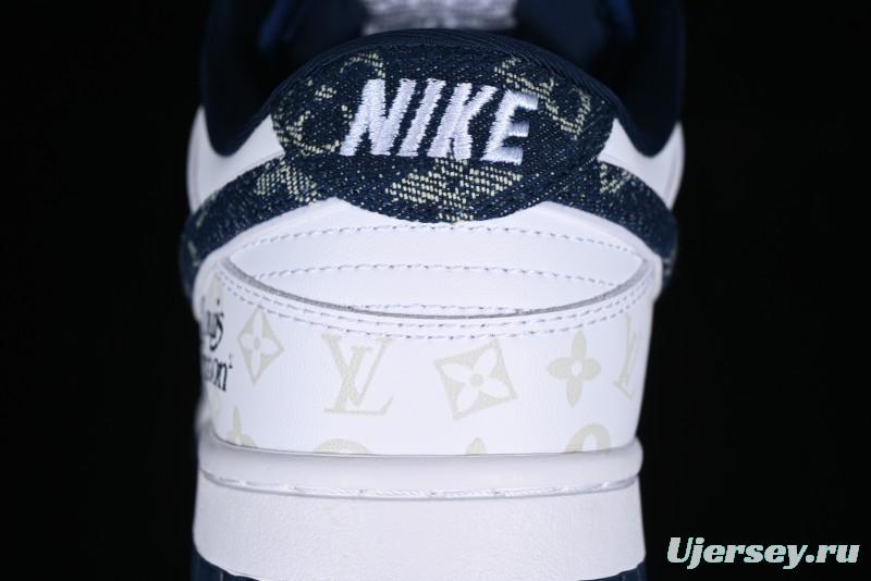 Nike SB Dunk Low LV Collaboration - Blue Midnight Elite Custom Low-Top Casual Skate Shoes - DD1391-122