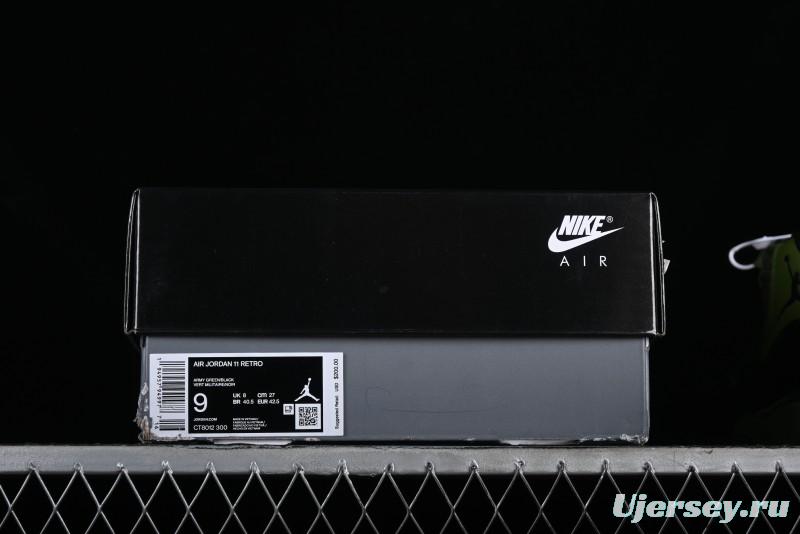 Nike Air Jordan 11 Retro High Top Basketball Shoes in Black Green - CT8012-300