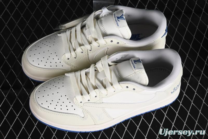 Nike Travis Scott x Fragment Design x Air Jordan 1 Low OG SP AJ1 LV Collaboration Light Blue Low-Top Casual Sneakers - LJ5188-007