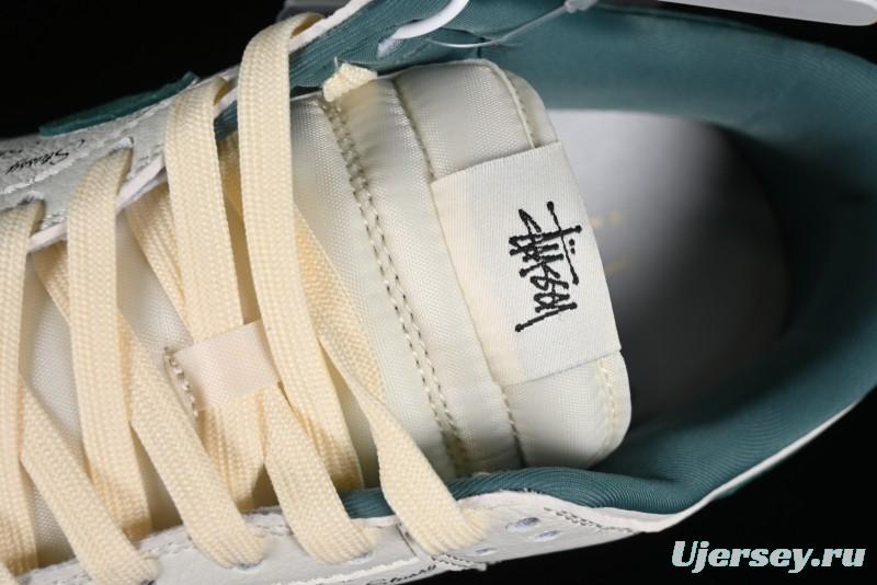 Nike SB Dunk Low Stussy Collaboration Beige Green Mini Swoosh Anniversary Custom Low-Top Casual Sneakers - CF3688-006