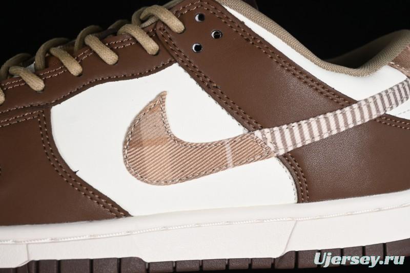 Nike Dunk Low SB White Brown Plaid Casual Skate Shoes - FV3653-191
