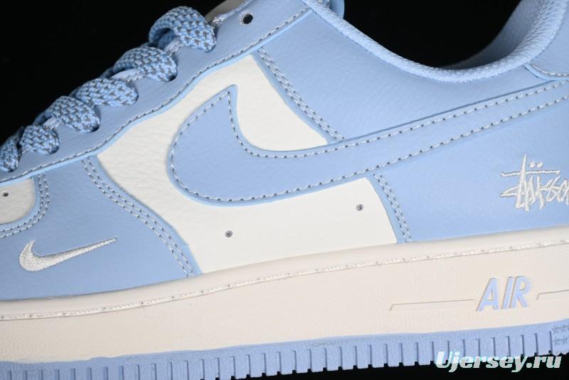 Nike Air Force 1 '07 Low Stussy Collaboration - Sky Blue Low-Top Casual Sneakers - BB9599-201