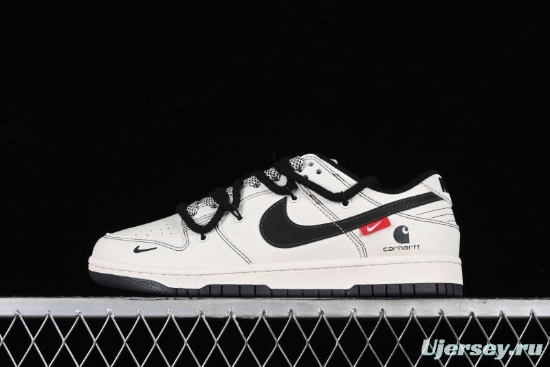 Nike SB Dunk Low Carhartt Collaboration - Strap Black Hook Anniversary High-End Custom Low-Top Casual Skate Shoes - SJ2068-265