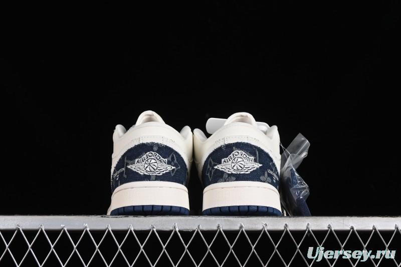 Nike Air Jordan 1 Low LV Collaboration - Light Blue Retro Casual Sneakers - SJ9950-003