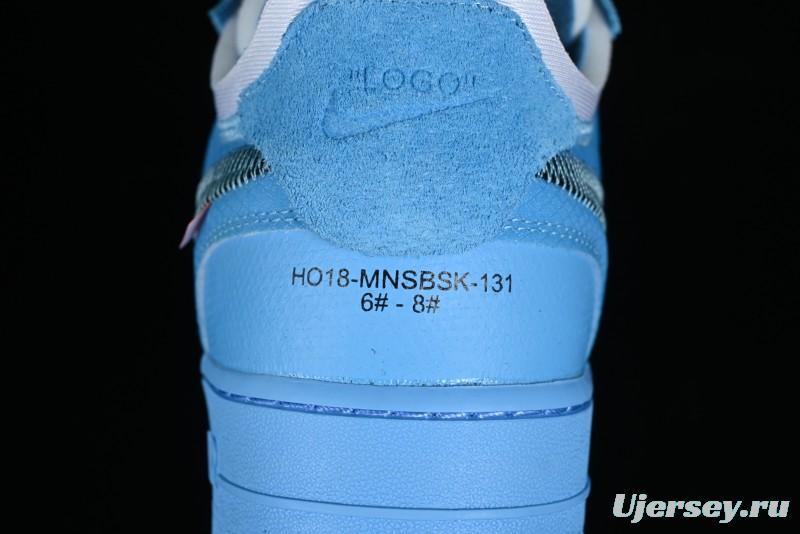 Nike Off White x Air Force 1 Low OW Collaboration Transparent Blue Casual Sneakers - AO4606-400