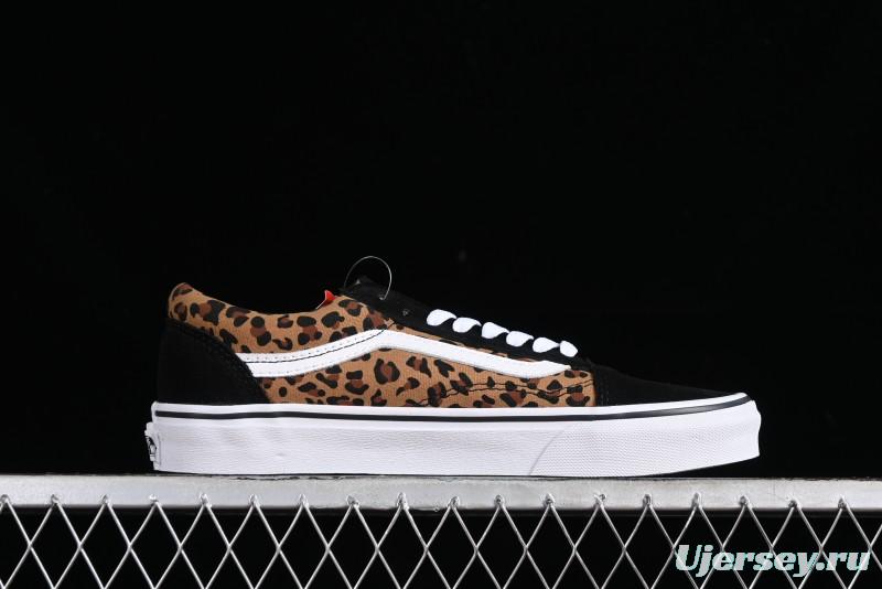 Vans Old Skool Classic Retro Low-Top Canvas Sneakers with Leopard Print and Slip-Resistant Sole - VN000CR5CJK