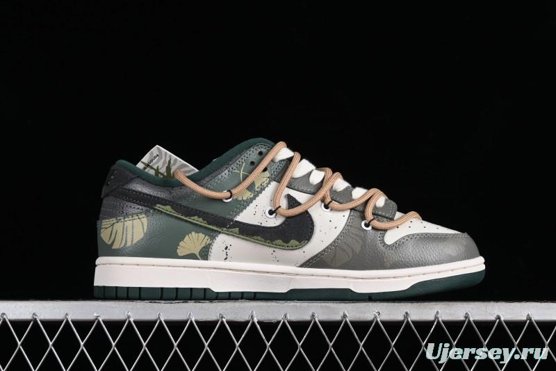 Nike Dunk Low Panda Prank Jungle Crossing - Green Wild Floating Abyss Beige Brown Green SB Lace-Up Low-Top Casual Skate Shoes - FD0350-133