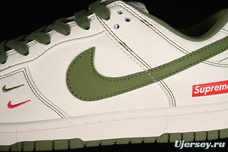 Nike SB Dunk Low Supreme Collaboration - Military Green Double Swoosh Anniversary Custom Low-Top Casual Sneakers - XX2025-319