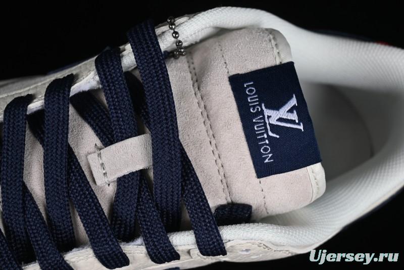 Nike SB Dunk Low LV Collaboration - Suede Navy Blue Anniversary High-End Custom Low-Top Casual Skate Shoes - FC1688-134