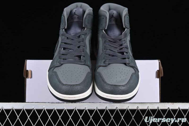 Nike Air Jordan 1 Mid Basketball Shoes in Space Gray - FJ3448-001