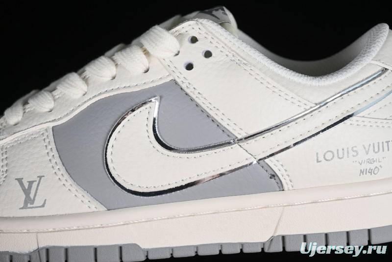 Nike SB Dunk Low LV Collaboration - Beige Silver Gray Anniversary High-End Custom Low-Top Casual Skate Shoes - BB8766-210