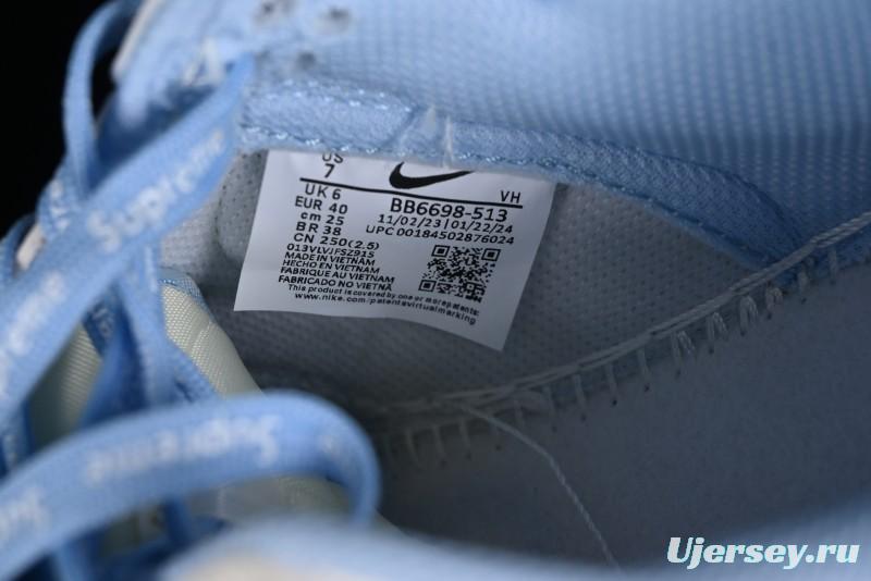 Nike SB Dunk Low Supreme Collaboration - Sky Blue Canvas Anniversary Custom Low-Top Casual Skate Shoes - BB6698-513