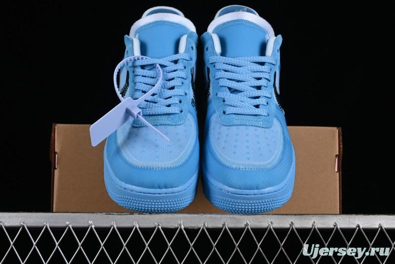 Nike Off White x Air Force 1 Low OW Collaboration Transparent Blue Casual Sneakers - AO4606-400