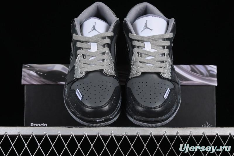 Nike Air Jordan 1 Low AJ1 Panda Prank Modern Gray Silver Black Low-top Casual Sneakers - 553560-053