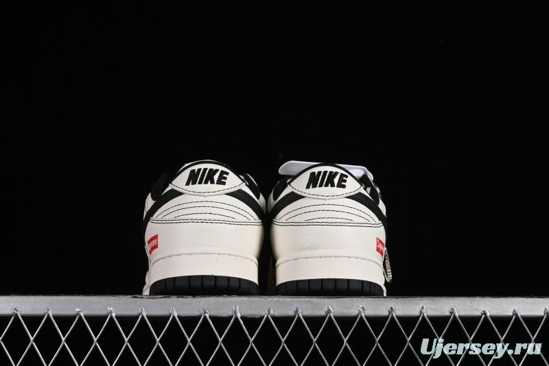 Nike SB Dunk Low Supreme Collaboration - Beige Black Line Anniversary Customized Low-Top Casual Skate Shoes - XX2025-316