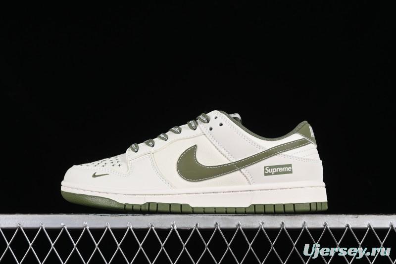 Nike SB Dunk Low Supreme Collaboration - Military Green Canvas Anniversary Custom Low-Top Casual Skate Shoes - BB6698-516