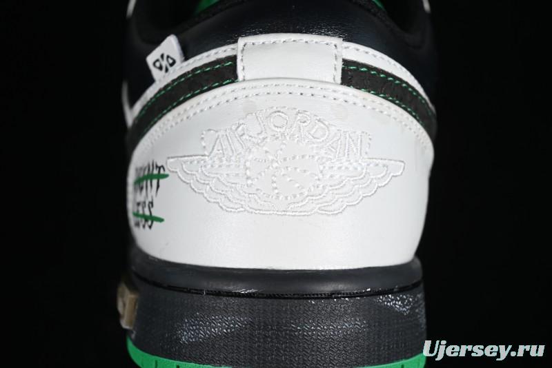 Nike Air Jordan 1 Low Retro Basketball Shoes with Panda Mischief Pioneer Rider Design - 553558-065