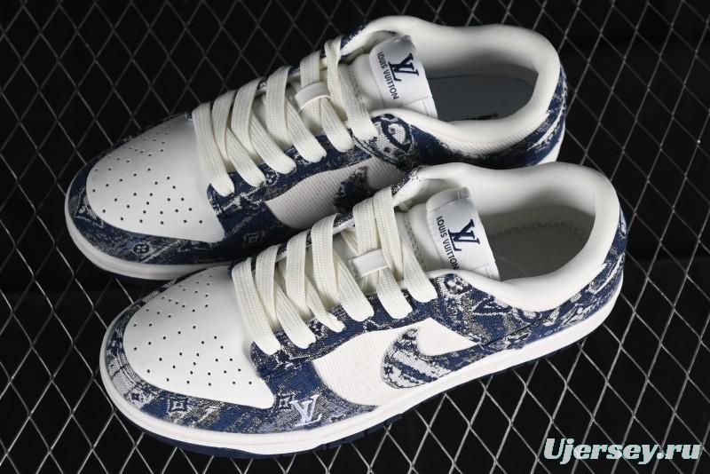 Nike SB Dunk Low LV Collaboration - Camo Mesh Anniversary High-End Custom Low-Top Casual Skate Shoes - JH8040-942