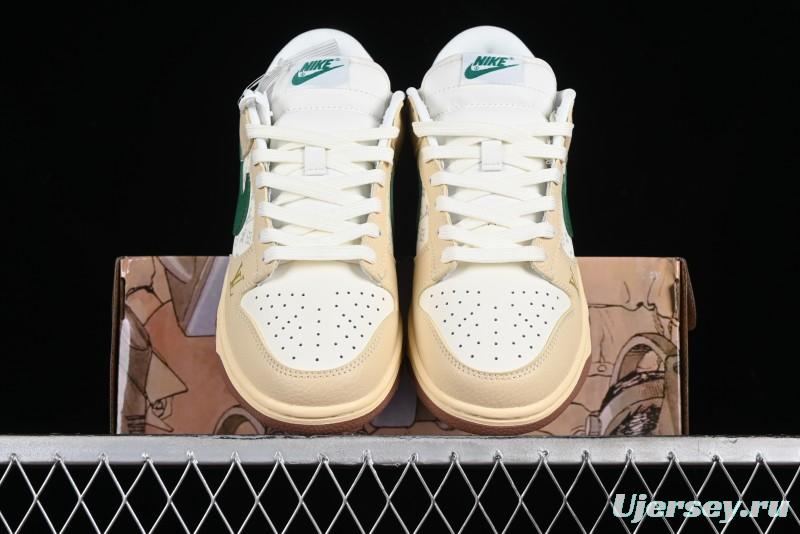 Nike SB Dunk Low LV Collaboration - Beige Green Anniversary High-End Custom Low-Top Casual Skate Shoes - LV6188-003