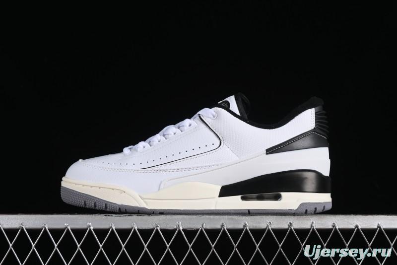 Nike Air Jordan 2/3 Retro Low Top Basketball Shoes in White/Black/Sail/Cement Grey - FD0383-100