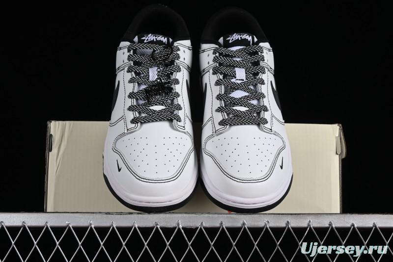 Stussy x Nike Dunk Low SB Skate Shoes in White-Black - FC1688-137