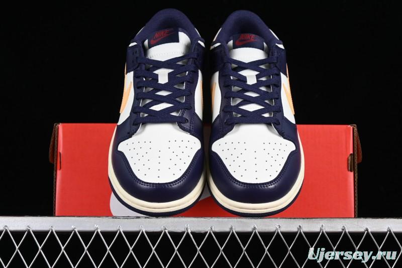 Nike Dunk Low Retro SB Skateboarding Shoes in Navy Blue with Purple Gold White Colorway - FV8106-181