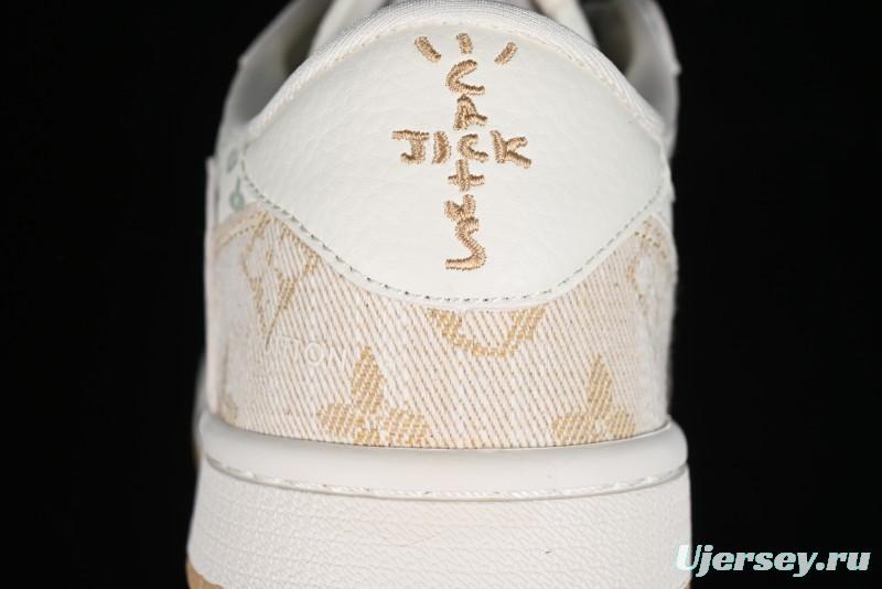 Nike Travis Scott x Fragment Design x Jordan Air Jordan 1 Low OG SP AJ1 LV Khaki Denim Casual Sneakers - SJ2068-009