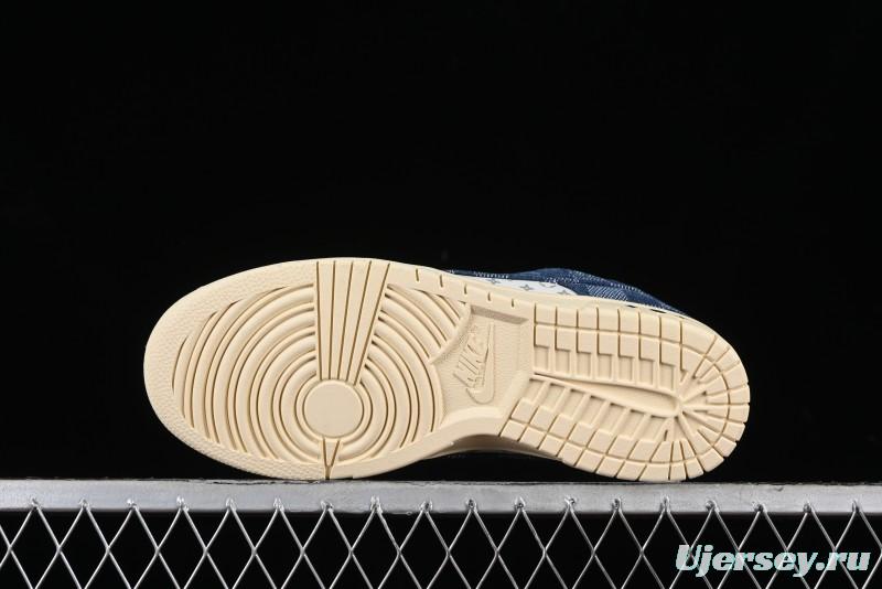 Nike SB Dunk Low LV Collaboration - Denim Checker Anniversary High-End Custom Low-Top Casual Skate Shoes - JH8310-949