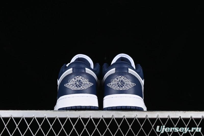 Nike Air Jordan 1 Low AJ1 White Blue Grey Low Top Lifestyle Basketball Shoes - 553558-141