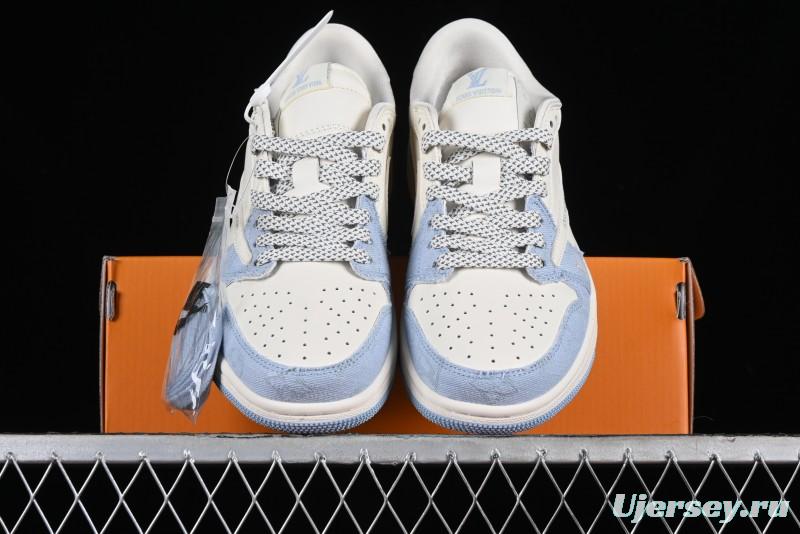 Nike Travis Scott x Fragment Design x Jordan Air Jordan 1 Low OG SP AJ1 LV Peacock Blue Low-top Casual Sneakers - LJ5188-003