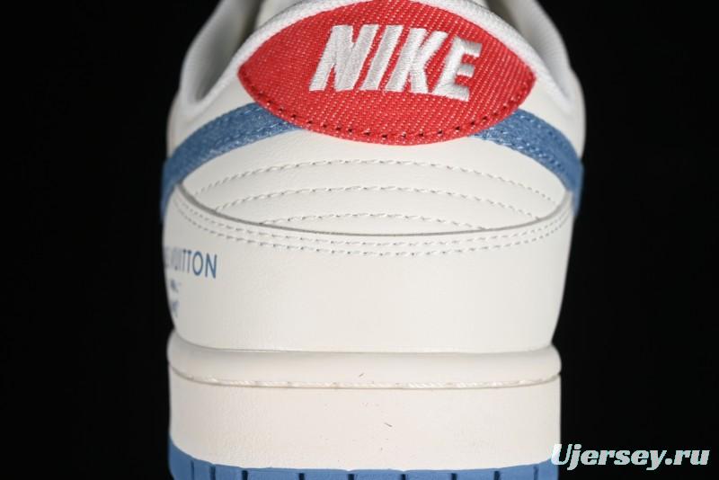 Nike SB Dunk Low LV Collaboration - Beige Blue Chanel Style Anniversary High-End Custom Low-Top Casual Sneakers - XX2025-323