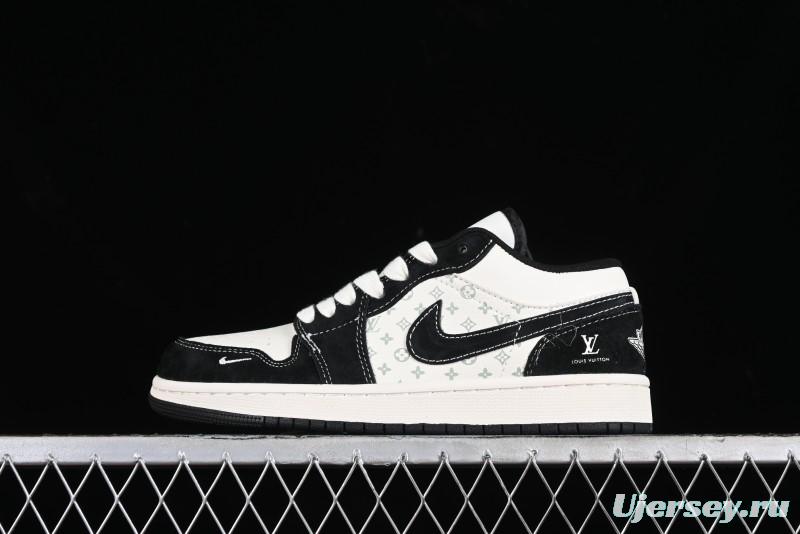 Nike Air Jordan 1 Low LV Collaboration - Black Warrior Custom High-End Basketball Shoes - SJ9950-007