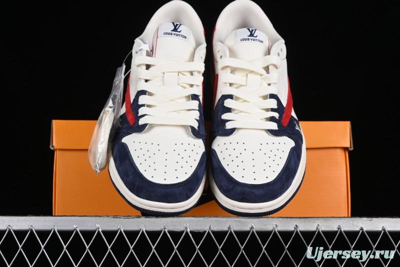 Nike Travis Scott x Fragment Design x Jordan Air Jordan 1 Low OG SP AJ1 LV Blue Red Low-top Casual Sneakers - YQ2088-670