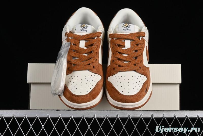 Nike SB Dunk Low Lightning Collaboration - Beige Brown Colorway with Small Brown Swoosh Anniversary High-End Custom Low-Top Casual Skate Shoes - XD1688-031